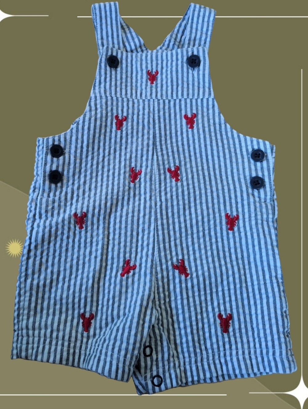✨ Little Me Striped Lobster Overalls 6m